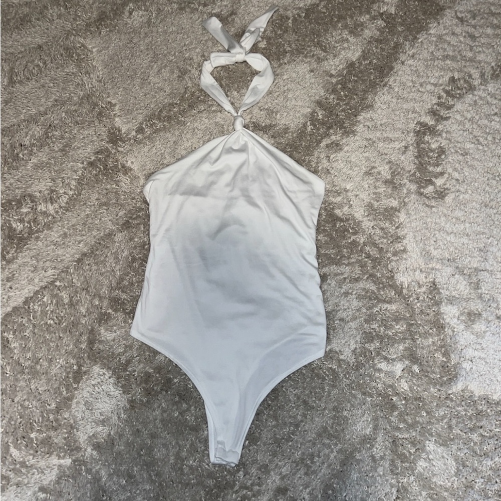 Gaze White Halter Neck Bodysuit Size M